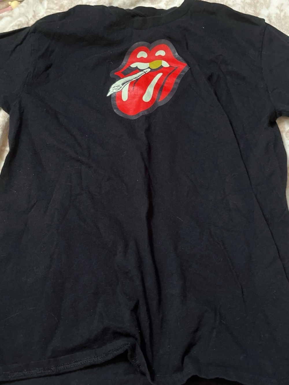 Black Kids Graphic Tee with Red Tongue Logo